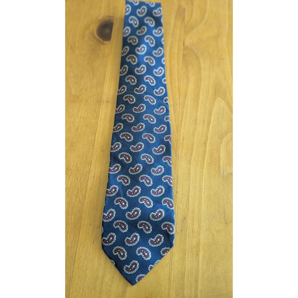 Robert Talbott Studio Nordstrom Mens‎ Navy Blue Paisley Silk Tie Hand Sewn USA